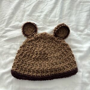 Brown homemade Crochet Bear Ear Hat for women